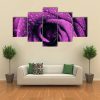 Purple Rose With Dew Drops - Nature 5 Panel Canvas Art Wall Decor