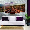 Railroad Tracks - Nature 5 Panel Canvas Art Wall Decor