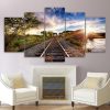 Railway Sights Sunset - Nature 5 Panel Canvas Art Wall Decor