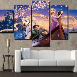 Rapunzel Cartoon - 5 Panel Canvas Art Wall Decor