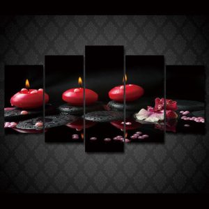 Red Candles - Nature 5 Panel Canvas Art Wall Decor