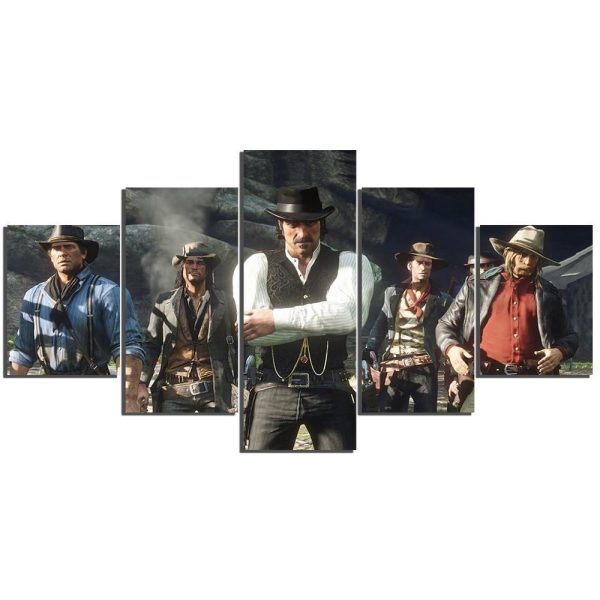 Red Dead Redemption 2 The Cowboys Gaming - 5 Panel Canvas Art Wall Decor