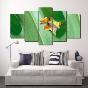 Red Eyed Tree Frog - Animal 5 Panel Canvas Art Wall Decor