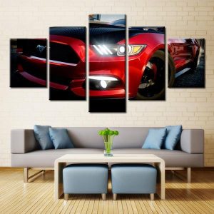 Red Gt Mustang Cobra 01 - Automative 5 Panel Canvas Art Wall Decor