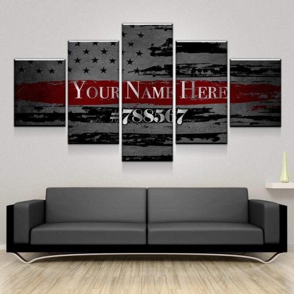 Red Line - Abstract 5 Panel Canvas Art Wall Decor