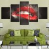 Red Lip 11 - Abstract 5 Panel Canvas Art Wall Decor