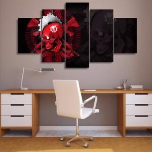 Red Skull - Army 5 Panel Canvas Art Wall Decor