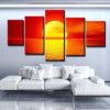 Red Sunset - Nature 5 Panel Canvas Art Wall Decor