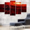 Red Universe And Planet - Space 5 Panel Canvas Art Wall Decor