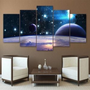 Reflection Space Planet - Space 5 Panel Canvas Art Wall Decor