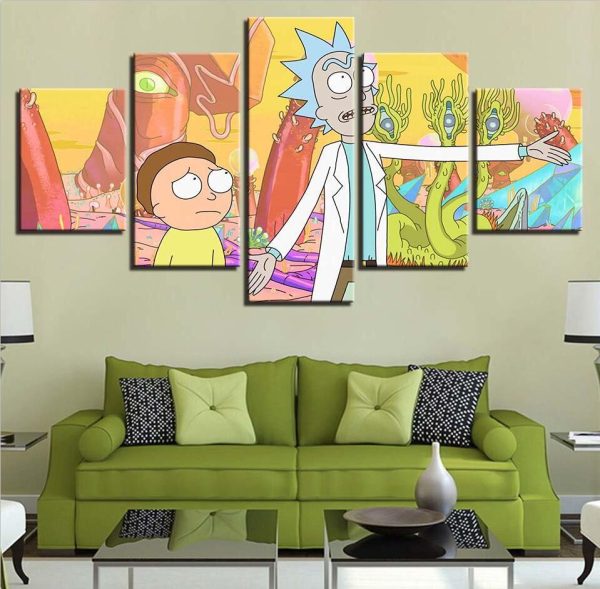 Rick And Morty 25 - Cartoon 5 Panel Canvas Art Wall Decor