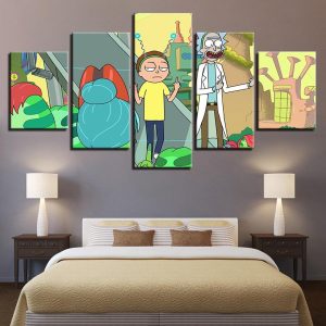 Rick And Morty 29- Cartoon 5 Panel Canvas Art Wall Decor