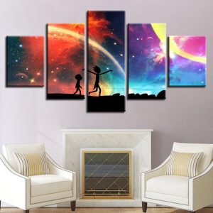 Rick And Morty 5 Cartoon - 5 Panel Canvas Art Wall Decor