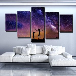 Rick And Morty Galaxy 1 - Cartoon 5 Panel Canvas Art Wall Decor