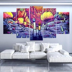 Rick & Morty Inspired 17 Cartoon - 5 Panel Canvas Art Wall Decor