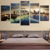 River Prosperous City - Nature 5 Panel Canvas Art Wall Decor