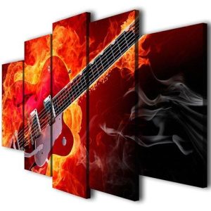 Rock Elictric Guitar - Music 5 Panel Canvas Art Wall Decor