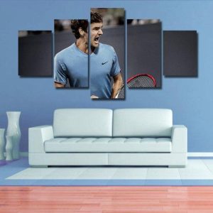 Roger Federer 1 - Famous Person 5 Panel Canvas Art Wall Decor