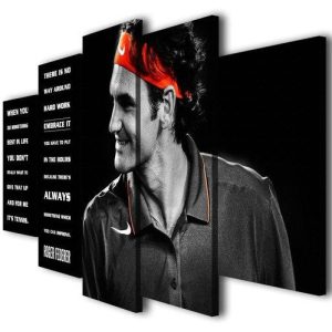 Roger Federer - Famous Person 5 Panel Canvas Art Wall Decor