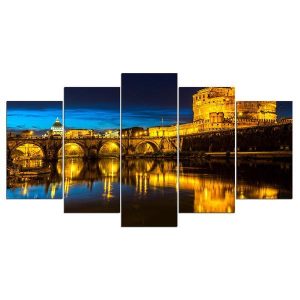 Rome At Night 01 - Nature 5 Panel Canvas Art Wall Decor