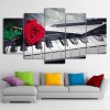 Rose And Piano - Music 5 Panel Canvas Art Wall Decor