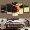 Rose Flower And Piano 1 - Music 5 Panel Canvas Art Wall Decor