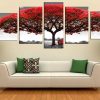 Safe Under Big Red Tree - Nature 5 Panel Canvas Art Wall Decor