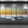 Sailboat Ocaean Sea - Nature 5 Panel Canvas Art Wall Decor