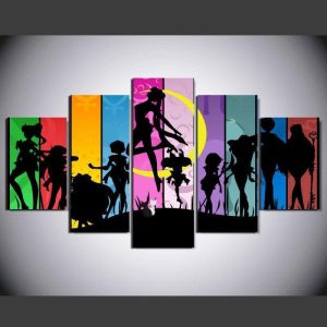 Sailor Moon Colorful Characters Anime - 5 Panel Canvas Art Wall Decor