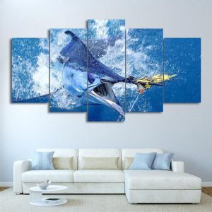 Saltwater - Fishing 5 Panel Canvas Art Wall Decor