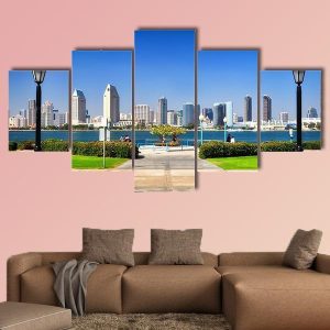 San Diego City View From The Park - Nature 5 Panel Canvas Art Wall Decor