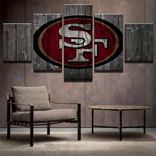 San Francisco 49Ers Barn Wood - Sport 5 Panel Canvas Art Wall Decor