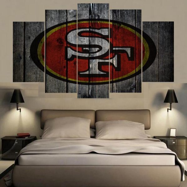 San Francisco 49ers Logo Poster 1 Football - 5 Panel Canvas Art Wall Decor