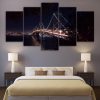 San Francisco Bridge City Night - Nature 5 Panel Canvas Art Wall Decor