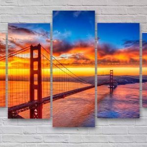 San Francisco Golden Gate Bridge Nature - 5 Panel Canvas Art Wall Decor