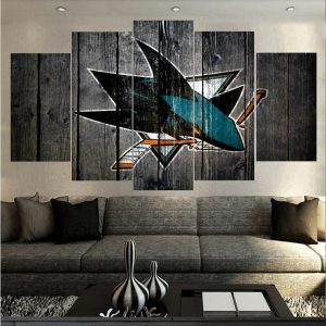 San Jose Sharks Hockey Sport - 5 Panel Canvas Art Wall Decor