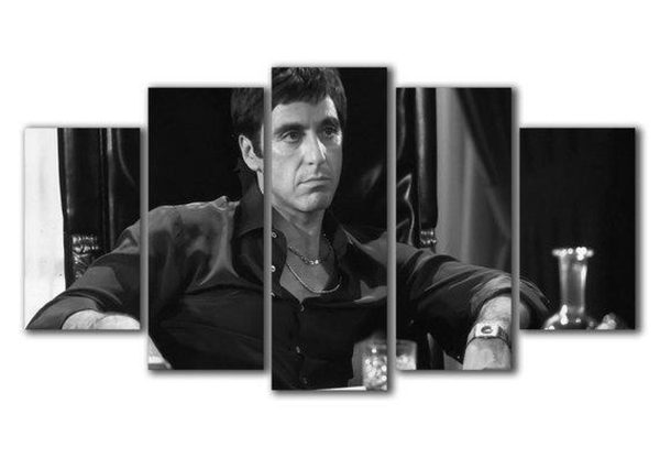 Scarface Tony Montana Character 1 Celebrity - 5 Panel Canvas Art Wall Decor