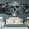 Scary Skull Mask Skeleton King Abstract - Abstract 5 Panel Canvas Art Wall Decor