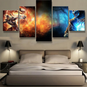 Scorpion Vs. Subzero - Movie 5 Panel Canvas Art Wall Decor