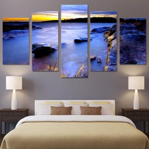 Sea Coast Stone Vision - Ocean 5 Panel Canvas Art Wall Decor