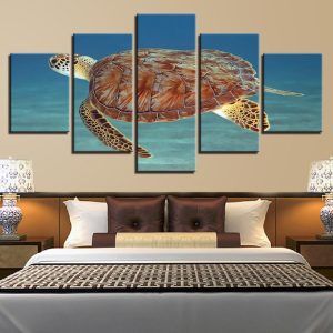 Sea Tortoise - Animal 5 Panel Canvas Art Wall Decor