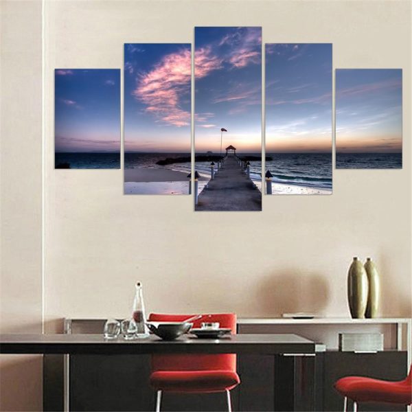 Sea View And Sunset - Space 5 Panel Canvas Art Wall Decor