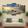 Seagull Shore Ocean - Nature 5 Panel Canvas Art Wall Decor