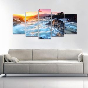 Seascape 12 - Space 5 Panel Canvas Art Wall Decor