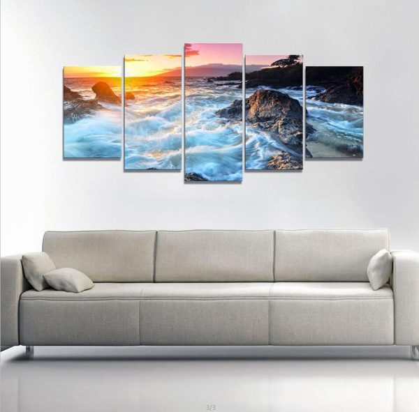 Seascape 12 - Space 5 Panel Canvas Art Wall Decor