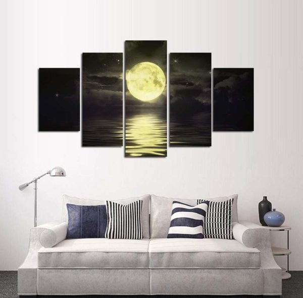 Seascape 5 - Space 5 Panel Canvas Art Wall Decor