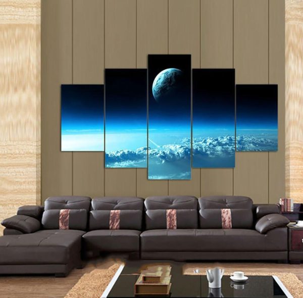 Seascape 9 - Space 5 Panel Canvas Art Wall Decor