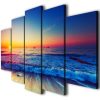 Seascape Wave Beach Landscape - Space 5 Panel Canvas Art Wall Decor