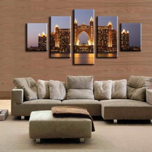 Seaside City - Abstract 5 Panel Canvas Art Wall Decor