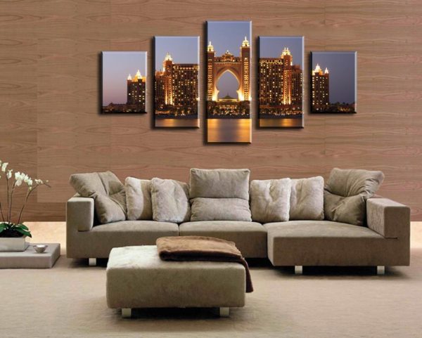 Seaside City - Abstract 5 Panel Canvas Art Wall Decor